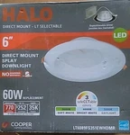 New Halo 6" Direct Mount Lt Splay Downlight 60w Select Soft, Bright, Or Daylight. Fixed Price $21.27.
