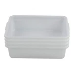 Wash Basin Tub, Plastic Dish Pan 8 Liter, White Bus Tubs, Set Of 4 L. Fixed Price $33.86.