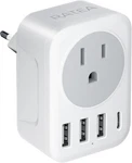 European Travel Plug Adapter, Ratea International Power Adapter With 3 Usb. Fixed Price $18.49.