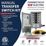Connecticut Electric Emergen 30 Amp 10 Circuit G2 Transfer Switch Kit W/50' Cord. Fixed Price $295.00.