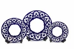 Royalty Porcelain 3-pc Russian Fine Blue Floral Set Of Plates, Bone China. Fixed Price $54.99.