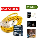 Lighted 15ft Heavy Duty Outdoor Extension Cord - Waterproof & Abrasion Resistant. Fixed Price $62.99.