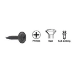 Black 8 X 1" Oval Head Phillips Self-drilling Screws With Countersunk Washers. Fixed Price $47.21.