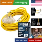 Versatile 25ft Heavy Duty Extension Cord - Waterproof With 3 Lighted Outlets. Fixed Price $75.99.