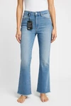 Paige Hight Rise Cropped Flare Jeans Petite Raw Hem Sky Touch Distressed Sz 27. Fixed Price $109.00.