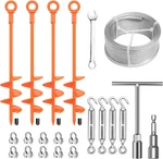 4 Pcs 18" Fully Welded Ground Anchors Shed Kit With 1/8" Galvanized Cabl. Fixed Price $82.11.