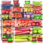66 Pcs Large Food Storage Containers With Lids Airtight-total 19075ml Stackable. Fixed Price $59.71.
