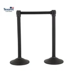 Black Plastic Stanchion For Crowd Control With 6.5' Retractable Barrier Be. Fixed Price $134.85.